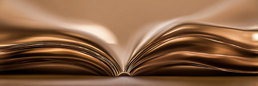 Abstract image of an open book with pages rippling like waves, symbolizing depth and unfolding layers of meaning.